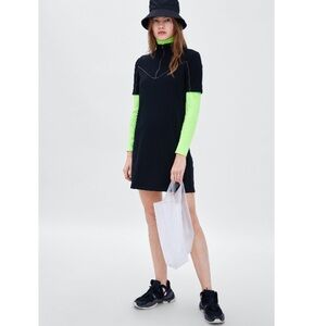New ! Zara 100% Cotton Zippered Short-Sleeve Dress, Size S